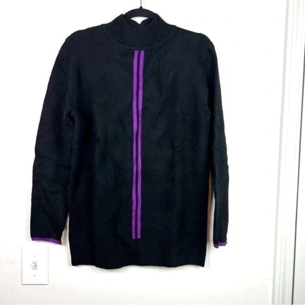 Halara Turtleneck womens size small Black Purple Color Block Knit Sweater